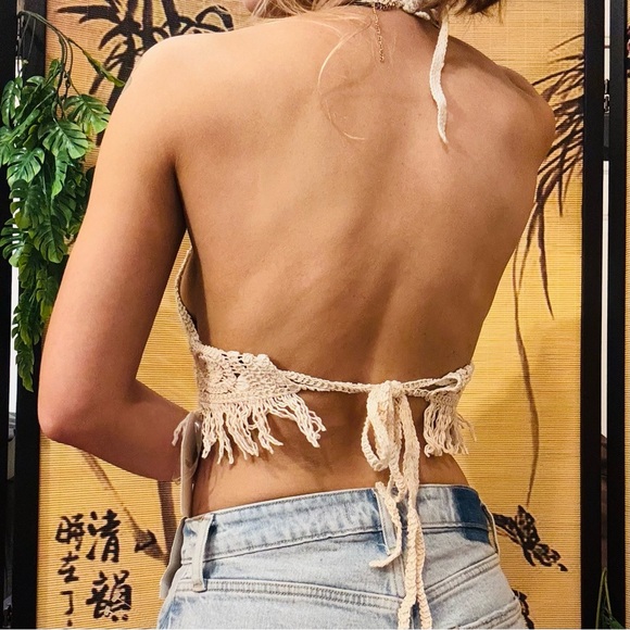 FORE Women’s Festival Crochet Halter Neck Babydoll Tank Top​ - Picture 3 of 8